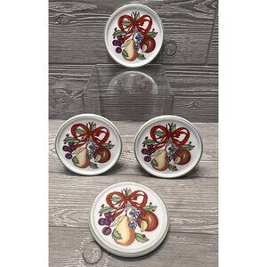 Dansk Holiday Harvest Set of 4 Coasters Dishwasher Microwave Safe Christmas 4”
